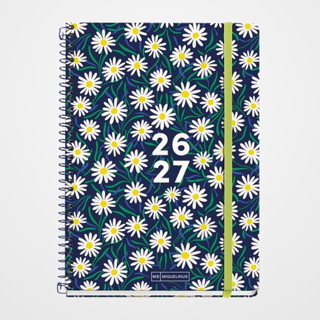 AGENDA ESCOLAR (2026-27) MIQUELRIUS TEEN ESPIRAL tapa EXTRA con GOMA PLUS 4º 155x215 D/P MARGARITAS