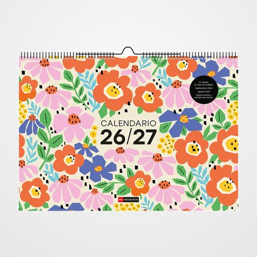 CALENDARIO ESCOLAR (2026-27) MIQUELRIUS 12 MESES PARED MENSUAL SANDRA HUTTER PARA ESCRIBIR A3 420x297