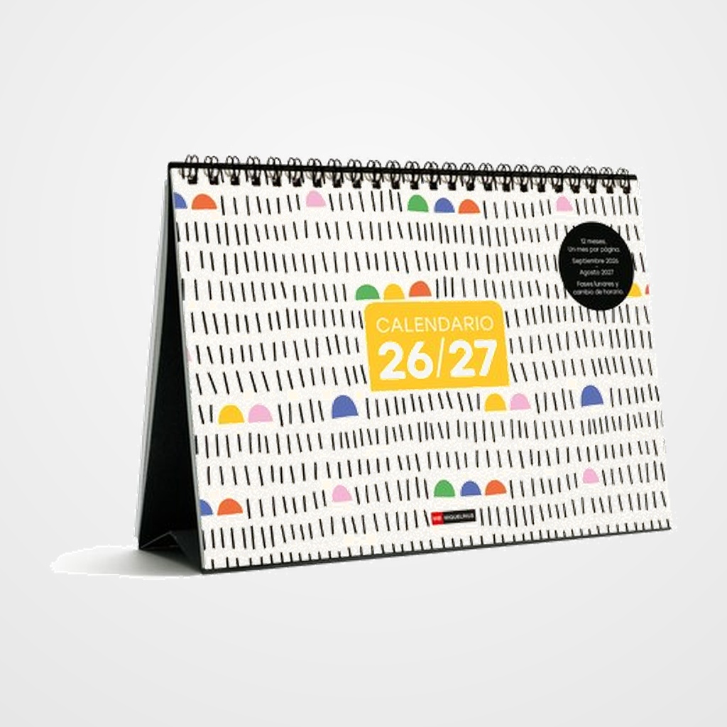 CALENDARIO ESCOLAR (2026-27) MIQUELRIUS 12 MESES SOBREMESA MENSUAL SANDRA HUTTER PARA ESCRIBIR A5 210x148