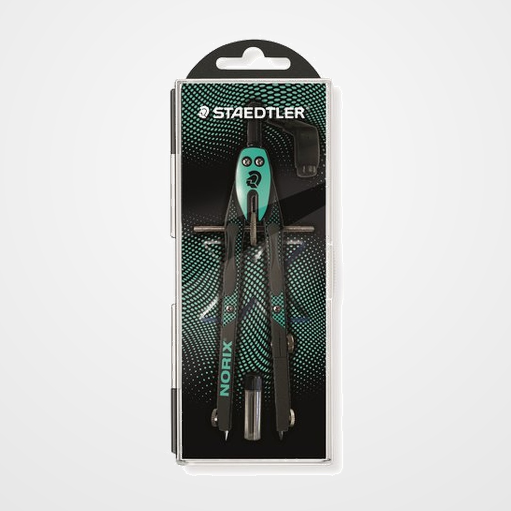 COMPAS STAEDTLER NORIX 555 01 CON TUBO MINAS TURQUESA