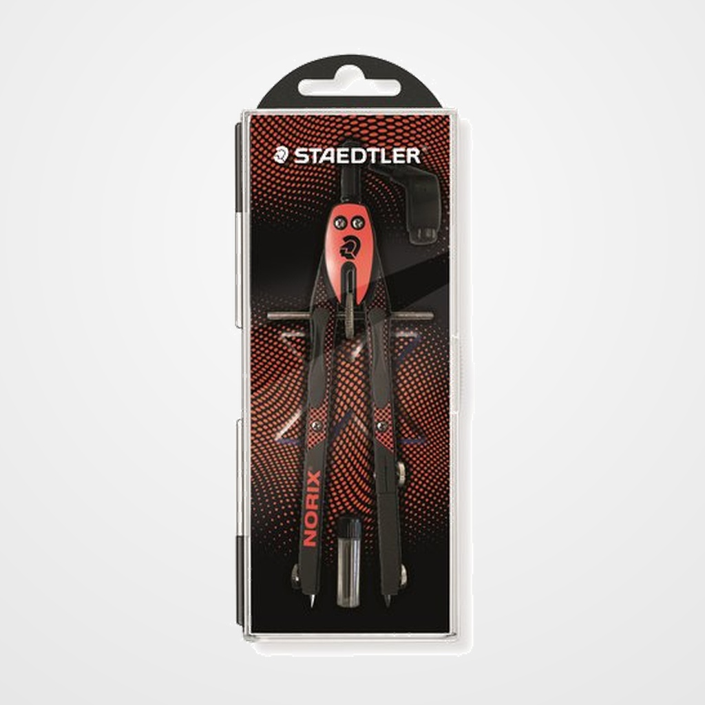 COMPAS STAEDTLER NORIX 555 01 CON TUBO MINAS ROJO