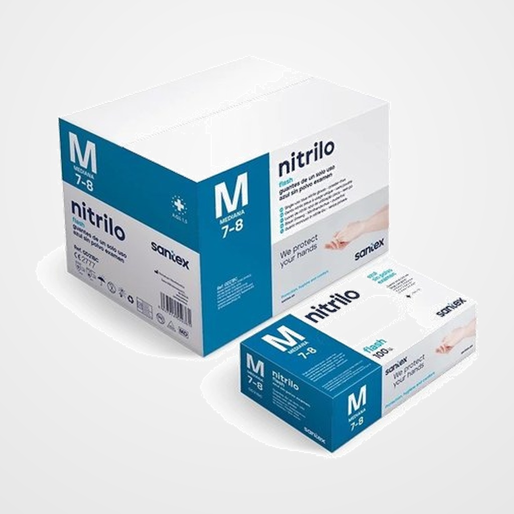 GUANTE DESECHABLE NITRILO SANTEX GD21 AZUL TALLA M CAJA de 100