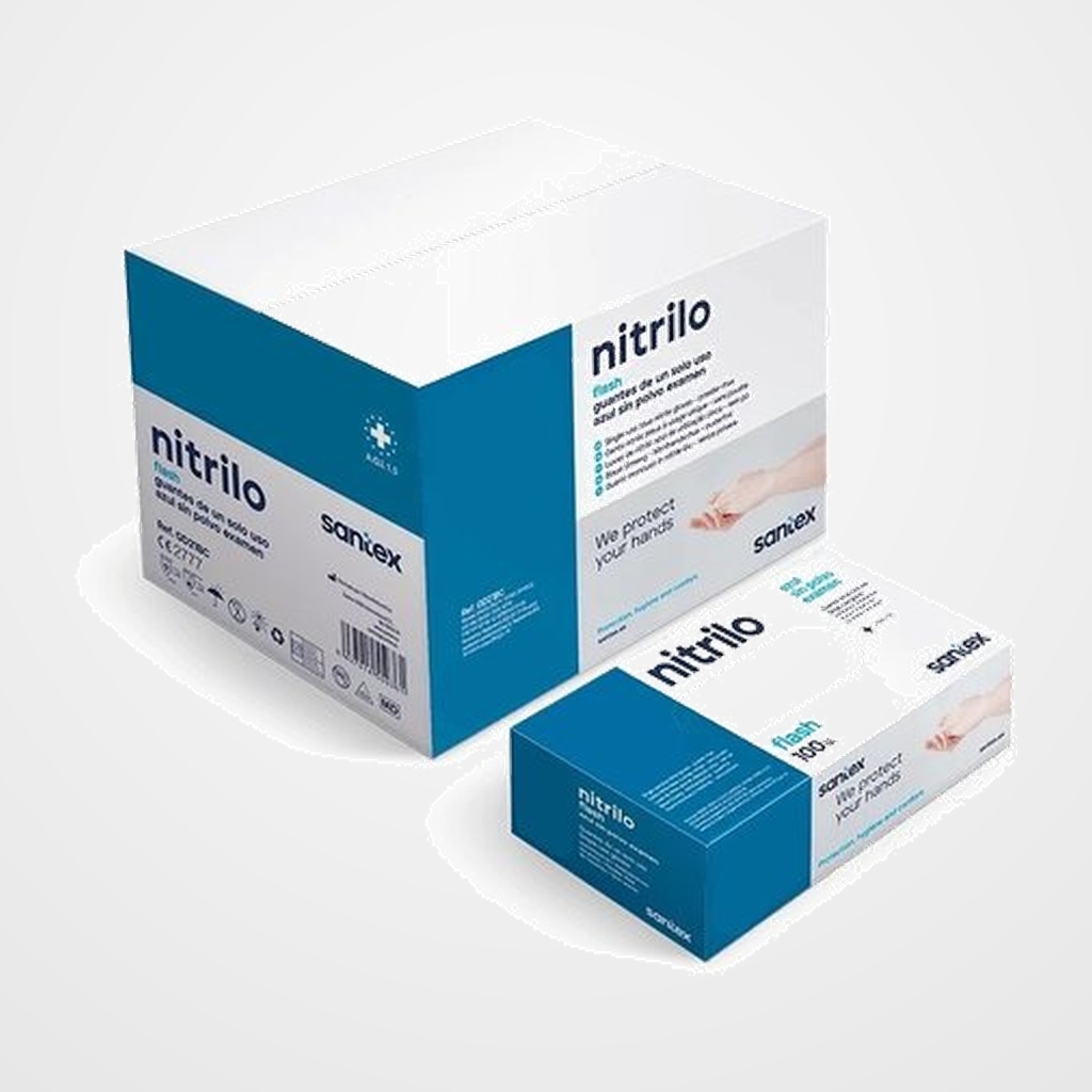 GUANTE DESECHABLE NITRILO SANTEX GD21 AZUL TALLA S CAJA de 100