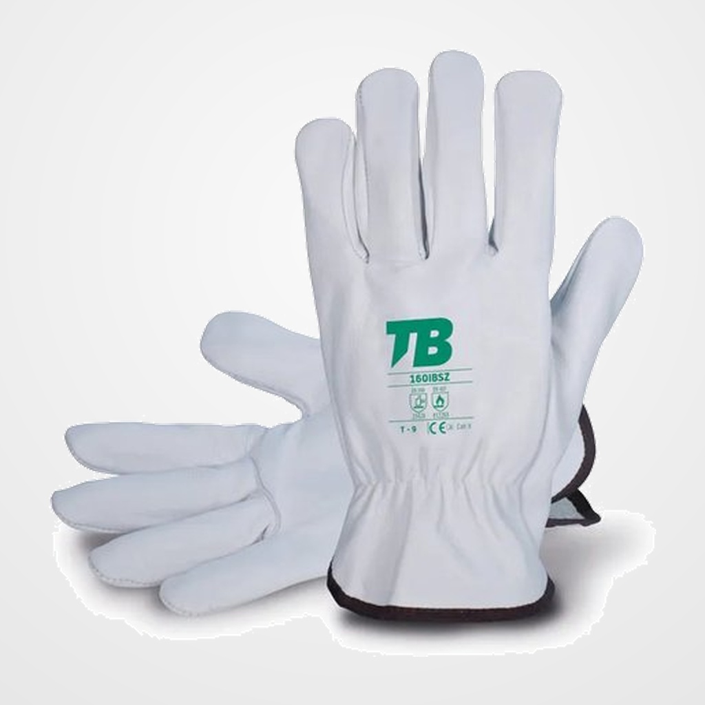 GUANTES TB PIEL FLOR VACUNO CON RIBETE TALLA 8 GRIS