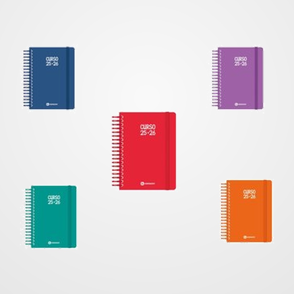 AGENDA ESCOLAR (2026-27) GRAFOPLAS CENTAURO ESPIRAL tapa PP con GOMA A5 2D/P SURTIDO PACK DE 5