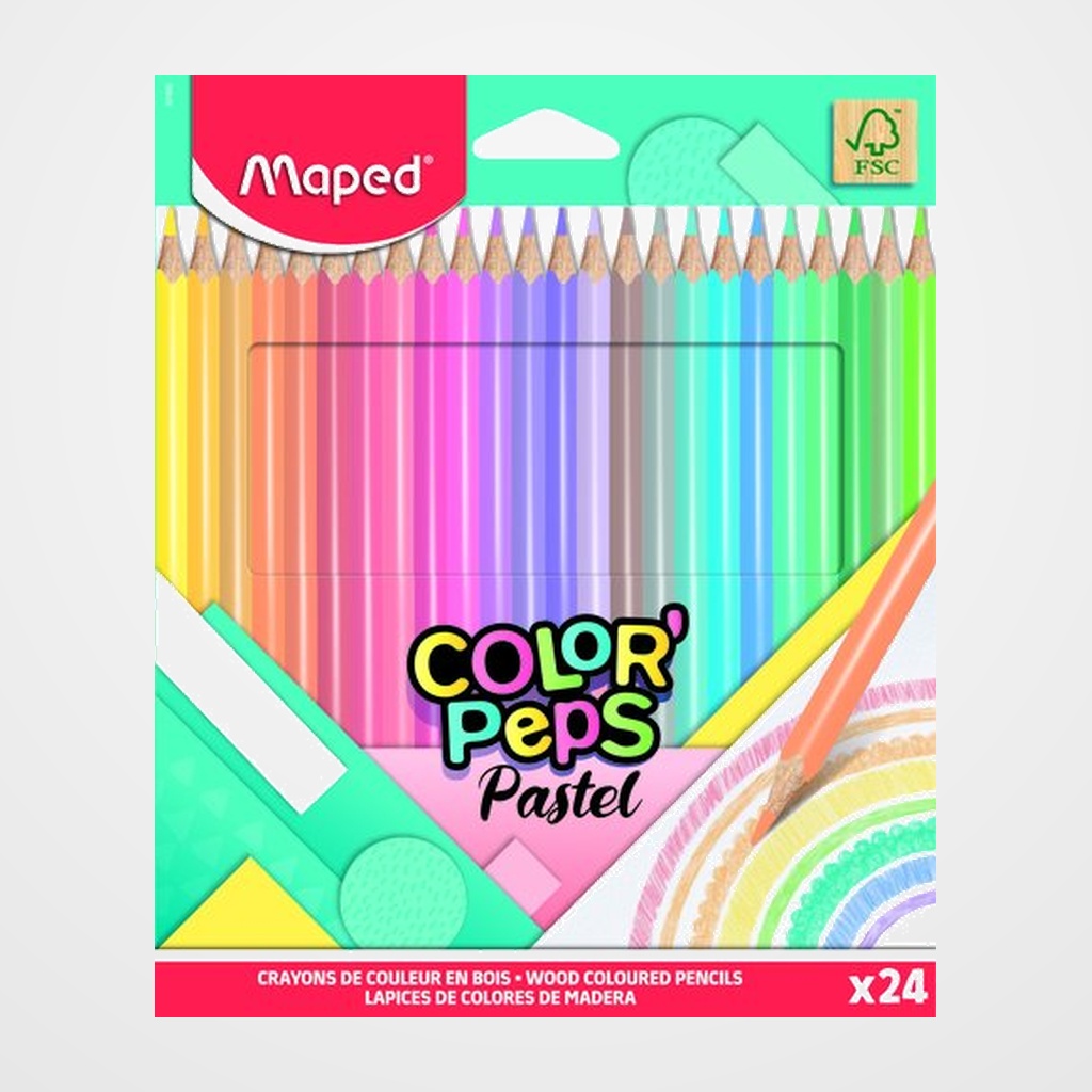 LAPICES de COLORES MAPED COLORPEPS PASTEL estuche de 24