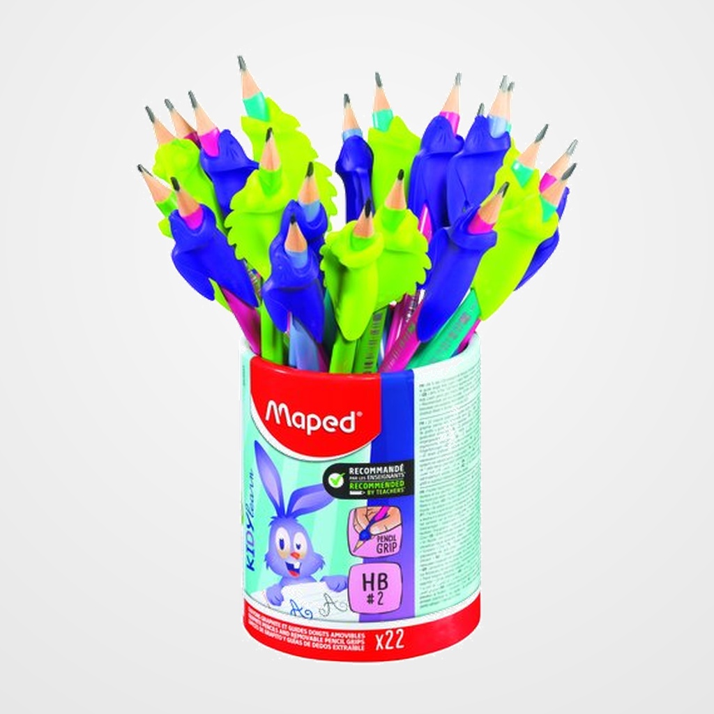 LAPIZ de GRAFITO MAPED KIDY LEARN DE APRENDIZAJE con GOMA - HB con ADAPTADOR BOTE de 22