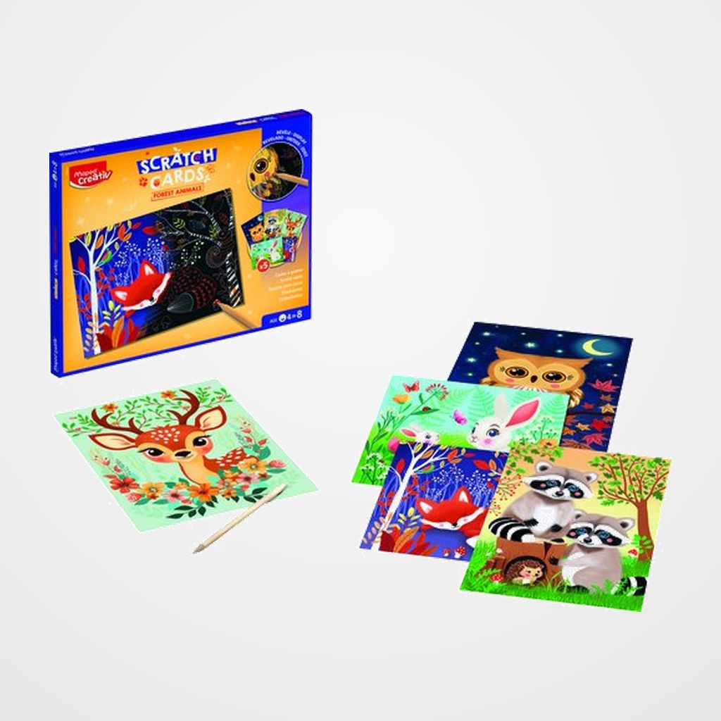 MAPED CREATIV SCRATCH CARDS TARJETAS DE RASCAR ANIMALES DEL BOSQUE (+7 años)