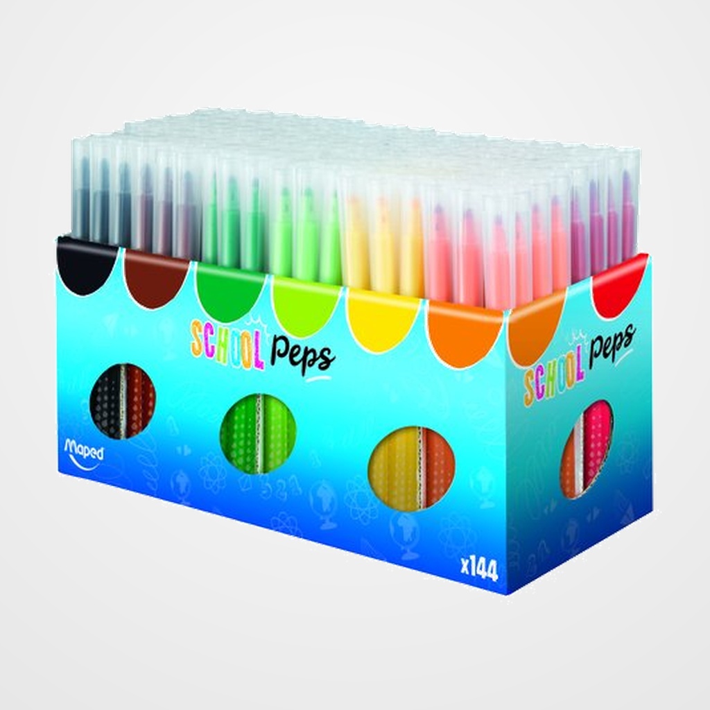 ROTULADOR FIBRA MAPED COLOR´PEPS LONG LIFE ULTRALAVABLE SCHOOL PACK de 144
