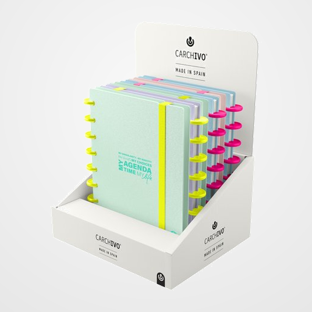 AGENDA CARCHIVO INGENIOX MY WEEK NO FECHADO tapa PP con GOMA A5 S/V NEON PASTEL SURTIDO EXPOSITOR DE 6