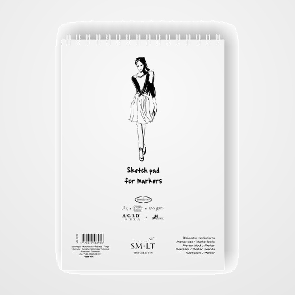 BLOC PARA BOCETOS SMILTAINIS CON ESPIRAL DIN A4  50 HOJAS PARA ROTULADOR 100 GR.