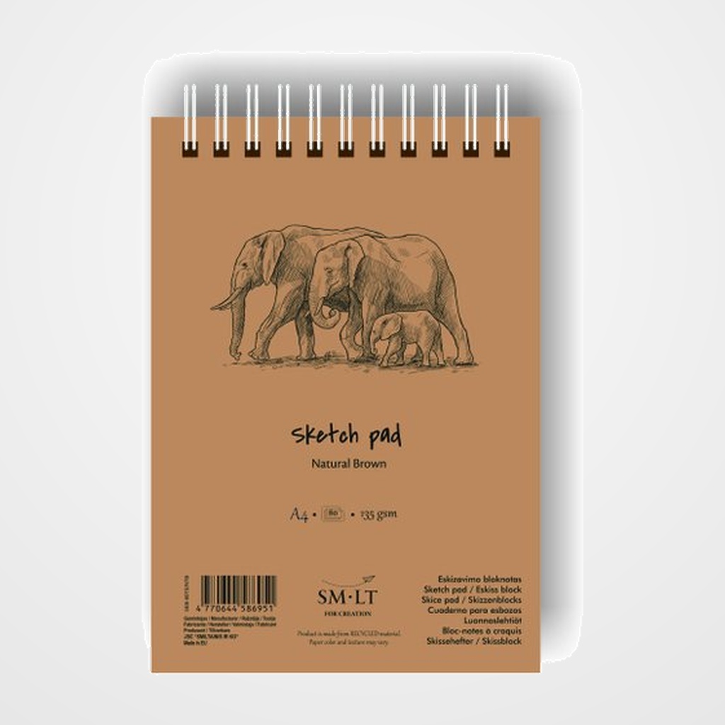 BLOC PARA BOCETOS SMILTAINIS CON ESPIRAL PAPEL KRAFT HABANA DIN A4 80 HOJAS 135 GR.