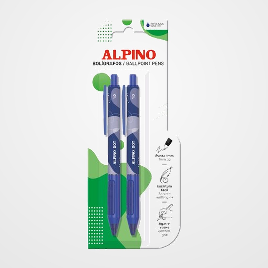 [10103081] BOLIGRAFO ALPINO DOT UNICOLOR 1mm  AZUL BLISTER de 2