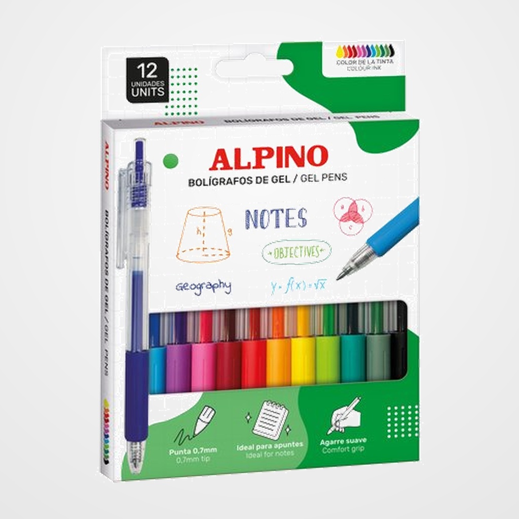 BOLIGRAFO ALPINO RAINBOW LINE GEL 0,7mm  ESTUCHE de 12
