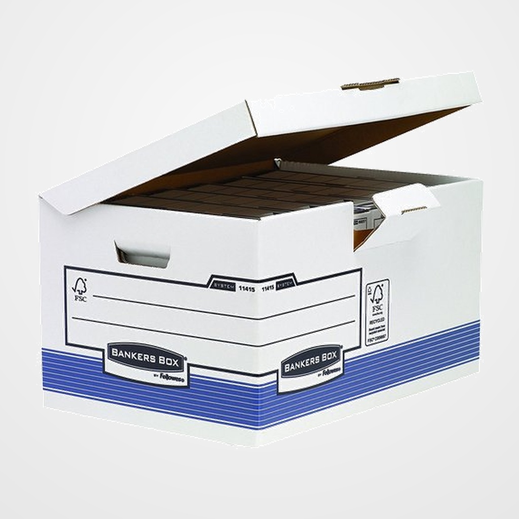 CONTENEDOR de ARCHIVOS FELLOWES BANKERS BOX MAXI 545x378x293mm AZUL CON TAPA FIJA para 4 archivadores tamaño  A4