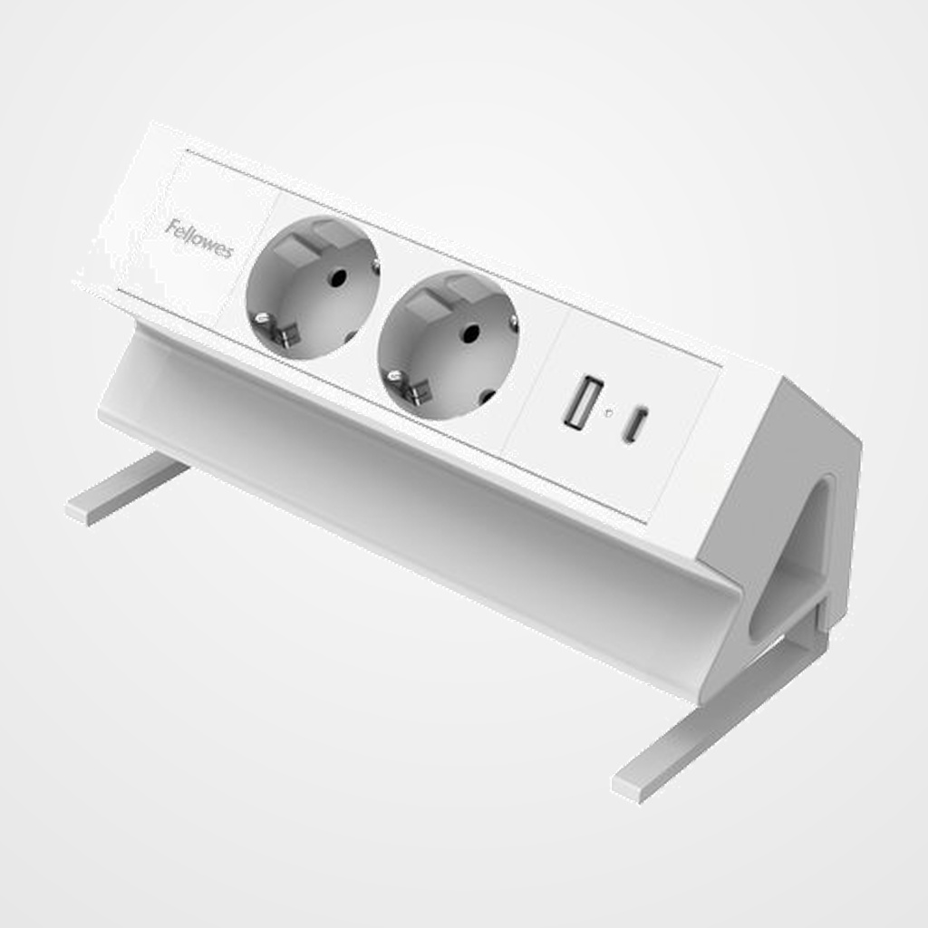 ENCHUFE ADAPTADOR FELLOWES SOBREMESA 2 SALIDAS 2 USB (1C + 1A) BLANCO