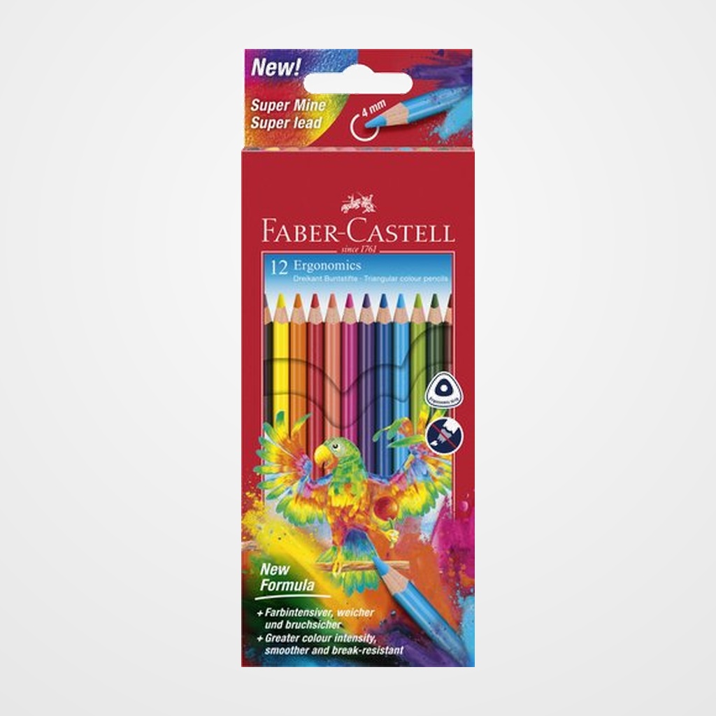 LAPICES de COLORES FABER-CASTELL ERGONOMICS TRIANGULAR - 0,4mm ESTUCHE de 12
