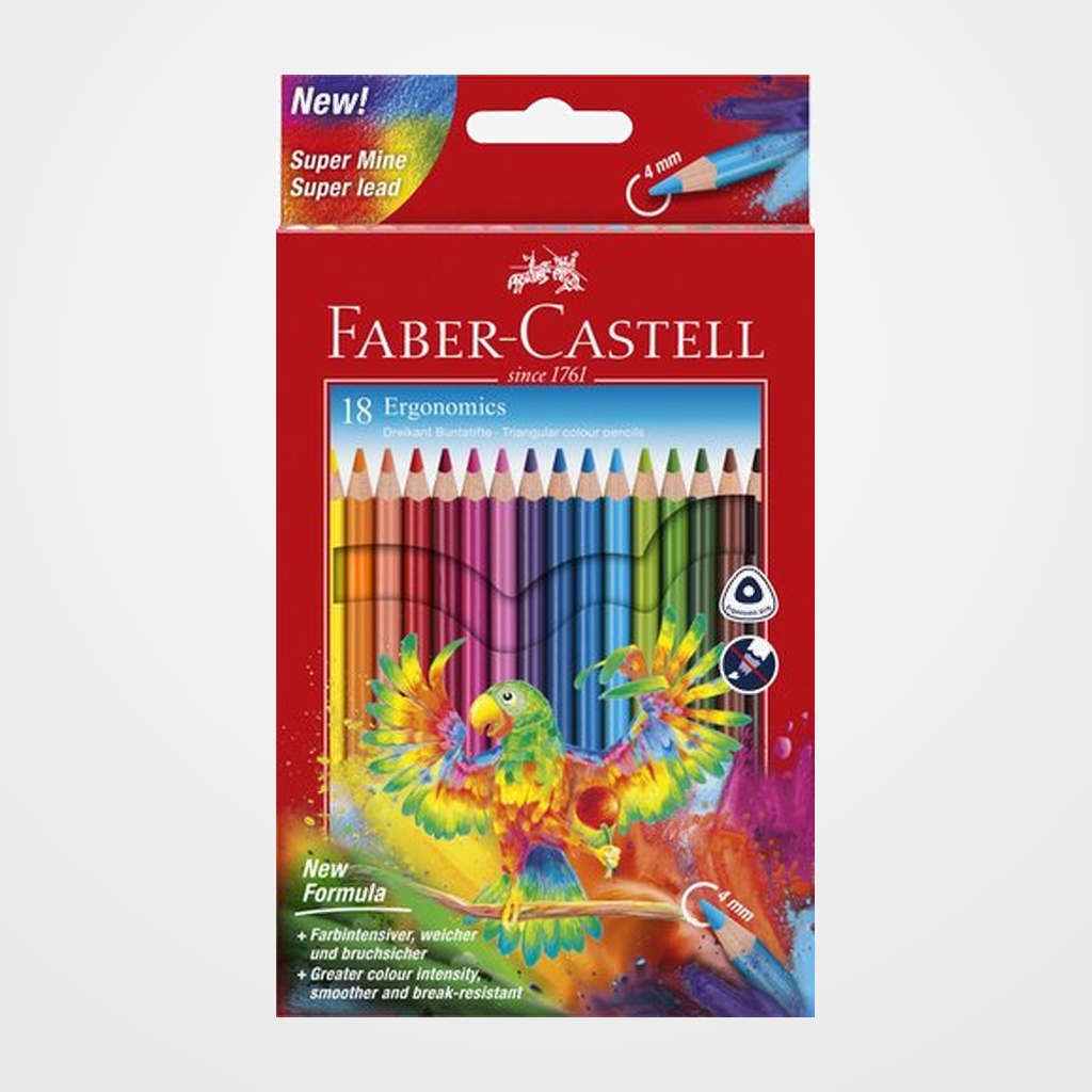 LAPICES de COLORES FABER-CASTELL ERGONOMICS TRIANGULAR - 0,4mm ESTUCHE de 18