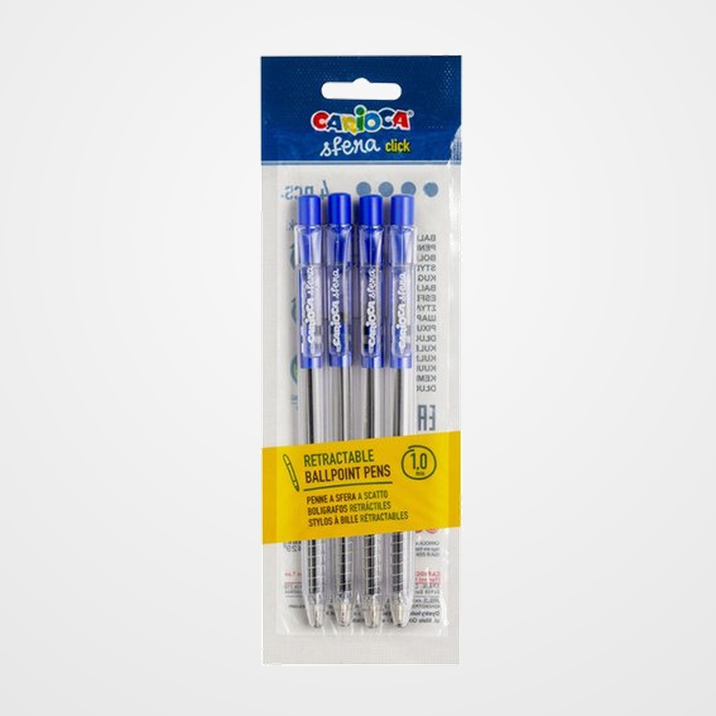 BOLIGRAFO CARIOCA SFERA RETRACTIL 1.0mm AZUL BOLSA de  4