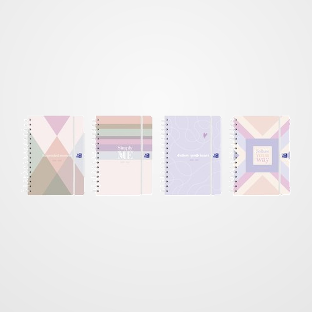 AGENDA ESCOLAR (2026-27) OXFORD CUTE WIRE-O tapa EXTRADURA con GOMA A6 S/V SURTIDO (4 mod.)