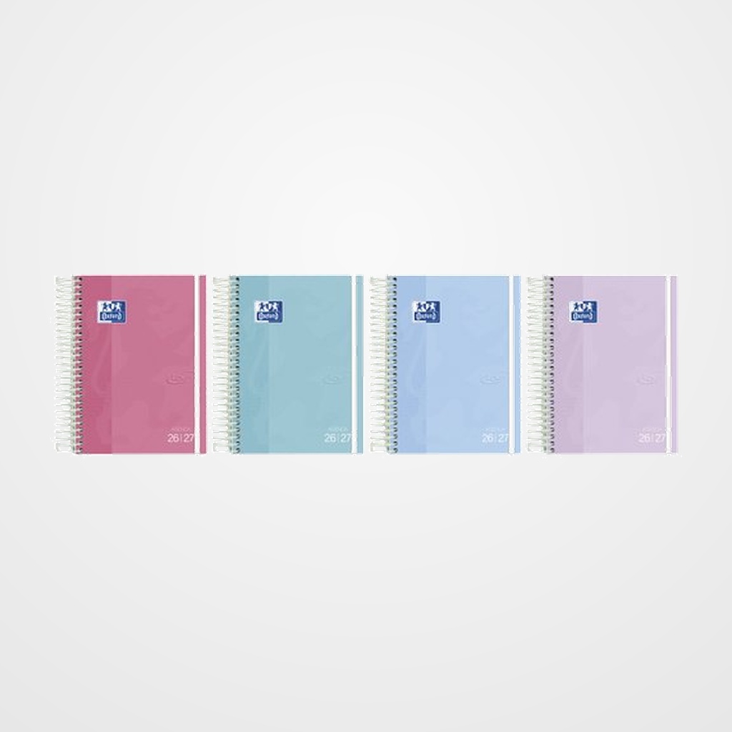 AGENDA ESCOLAR (2026-27) OXFORD TOUCH PASTEL ESPIRAL tapa EXTRADURA con GOMA 4º D/P SURTIDO (4 col.)