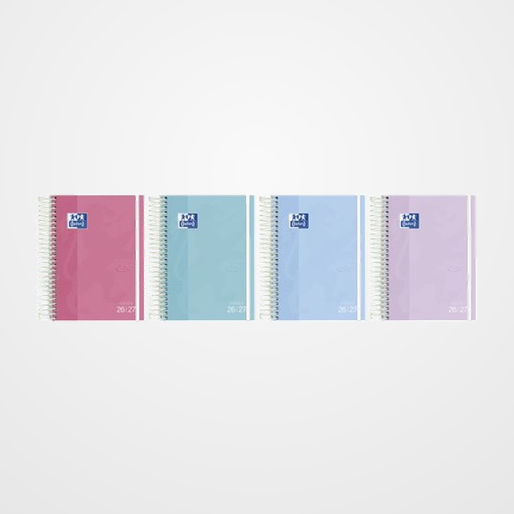AGENDA ESCOLAR (2026-27) OXFORD TOUCH PASTEL ESPIRAL tapa EXTRADURA con GOMA 8º D/P SURTIDO (4 col.)