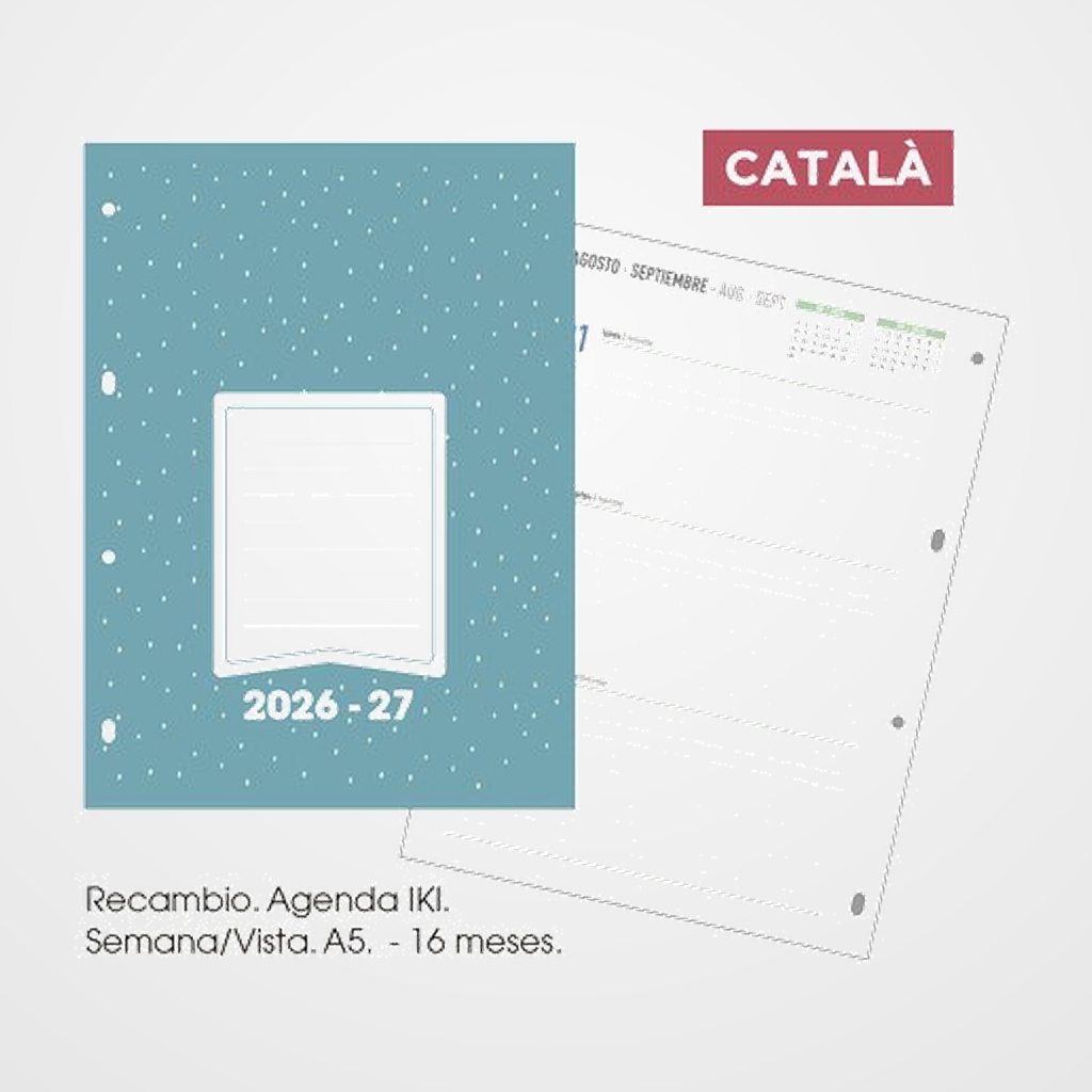 RECAMBIO AGENDA ANUAL (2026-27) SENFORT CATALAN 16 MESES IKI 155x210 S/V