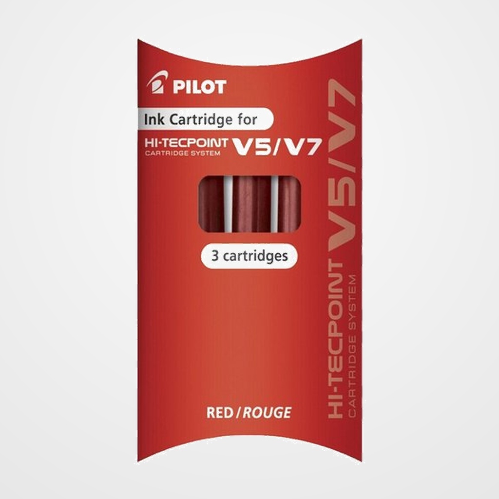 RECAMBIO PILOT ROLLER V-5 RECARGABLE ROJO BLISTER DE 3
