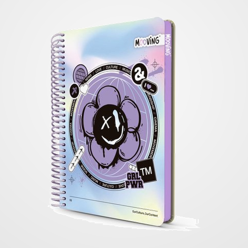 BLOC MOOVING PREMIUM tapa DURA 12x14,5cm 96h 80g CUAD.5x5 GRL PWR SURTIDO (2 mod.)