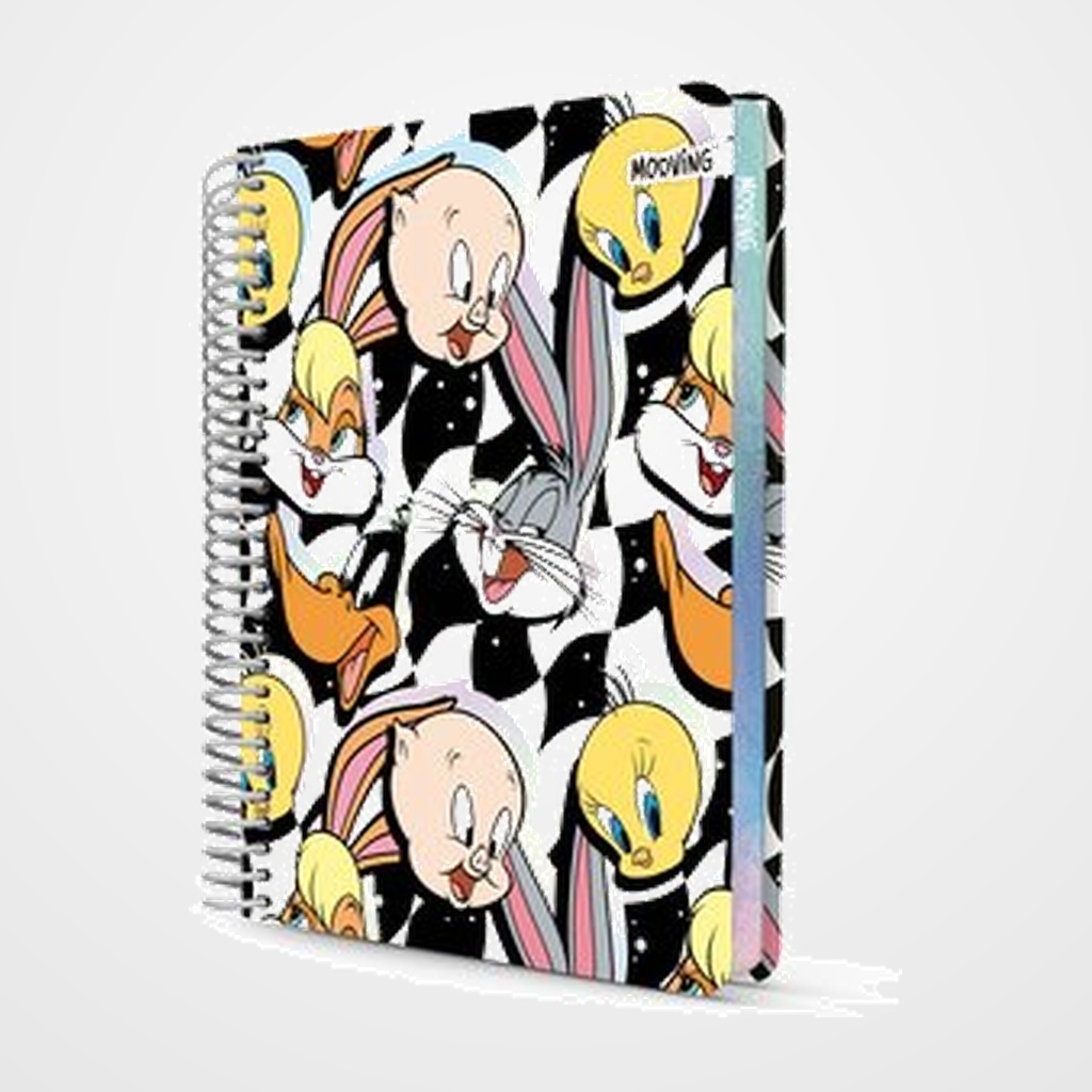 BLOC MOOVING PREMIUM tapa DURA 17x21.5cm 96h 80g CUAD.5x5 LOONEY TUNES SURTIDO (2 mod.)