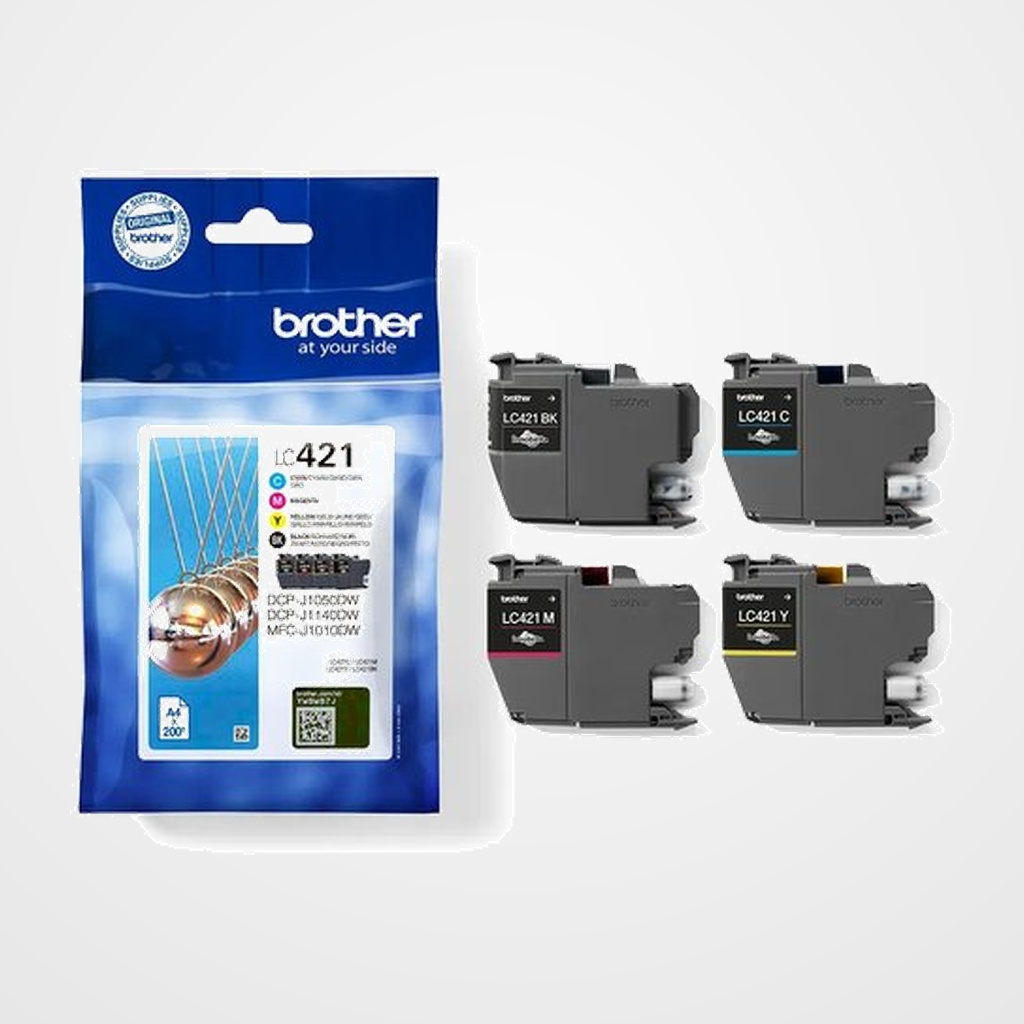 CARTUCHO INKJET BROTHER LC-421VAL PACK DCP-J1050DW / DCP-J1140DW / MFC-J1010DW (200 PAG.)