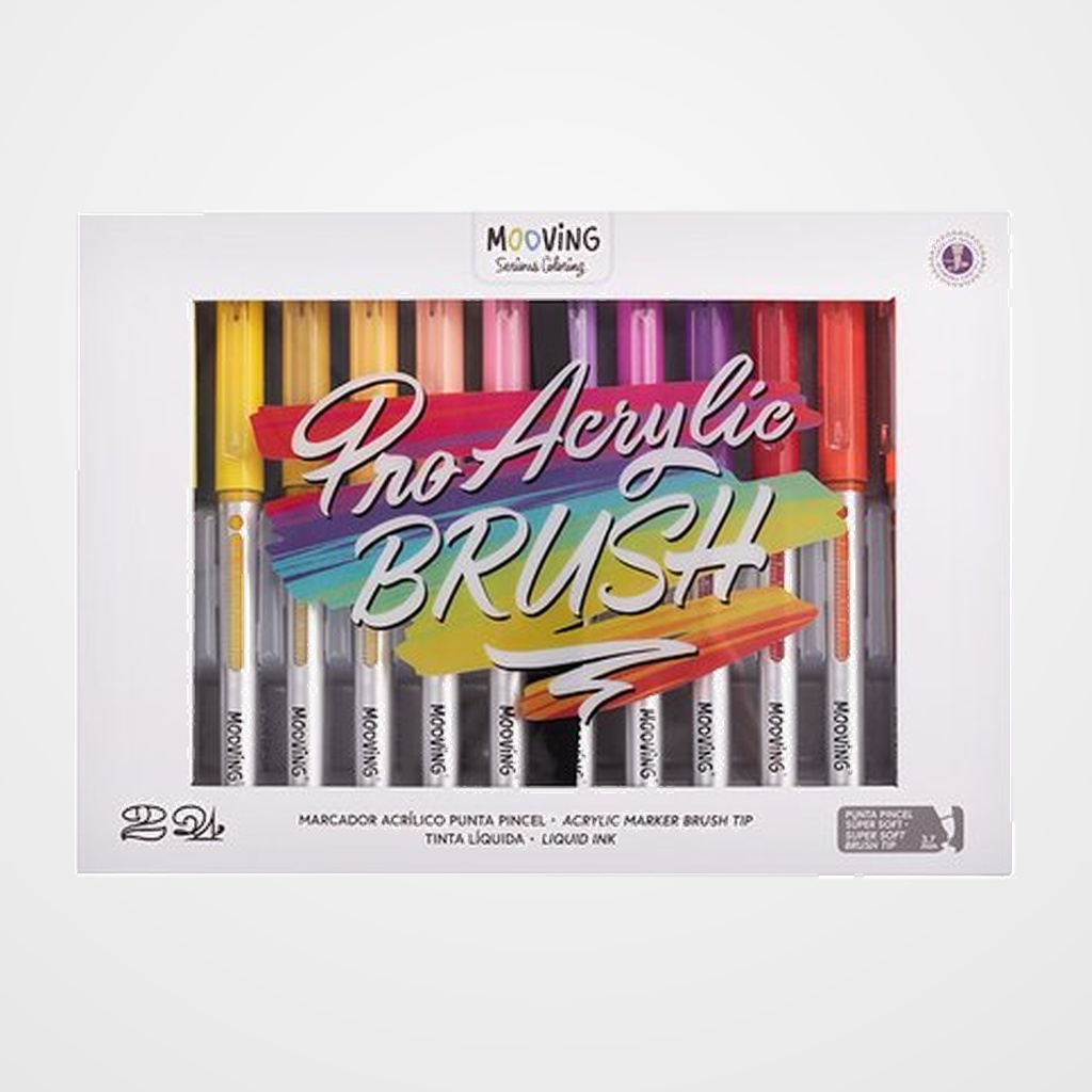 ROTULADOR ACRILICO MOOVING PUNTA PINCEL ESTUCHE de 24