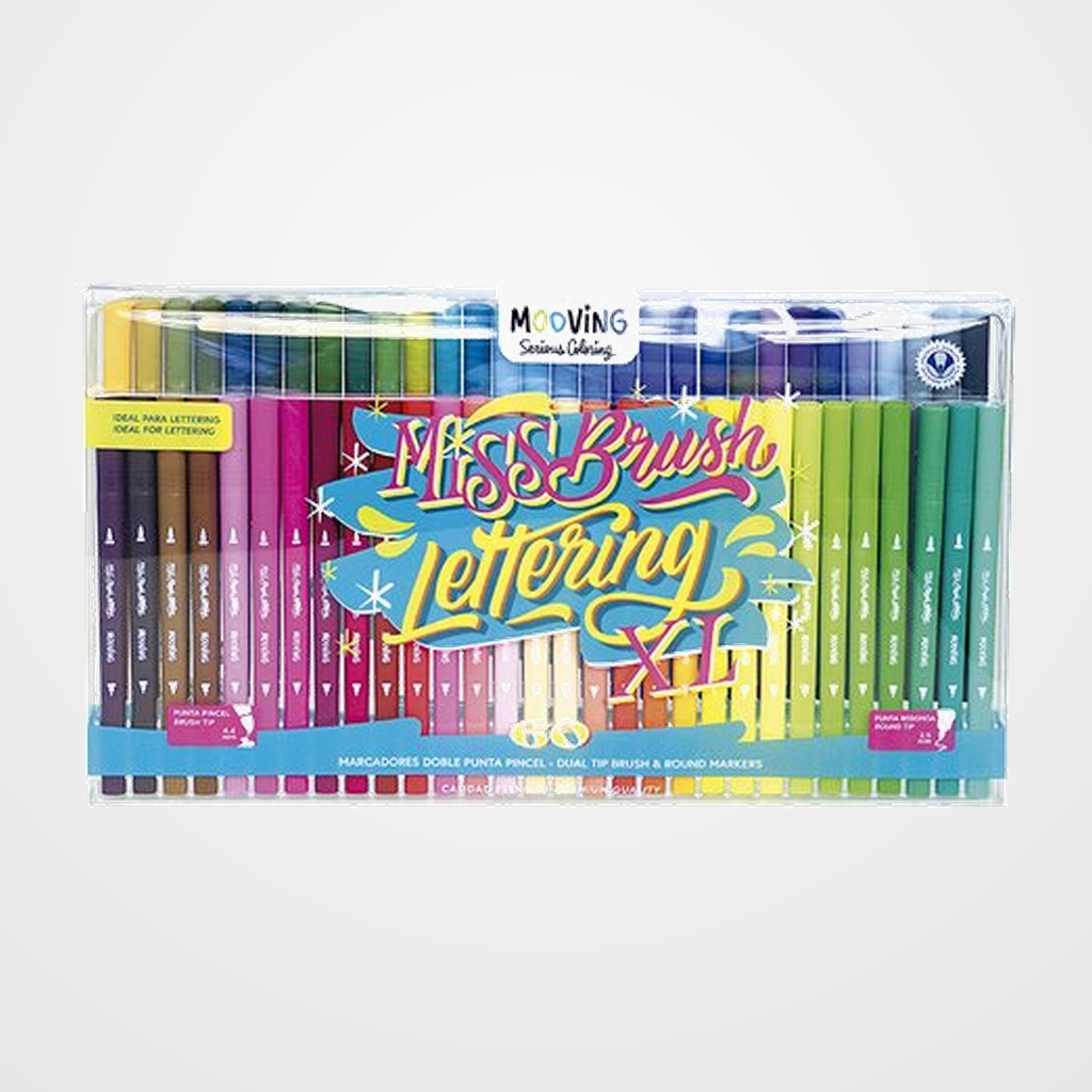 ROTULADOR FIBRA MOOVING DOBLE PUNTA PINCEL ESTUCHE de 60