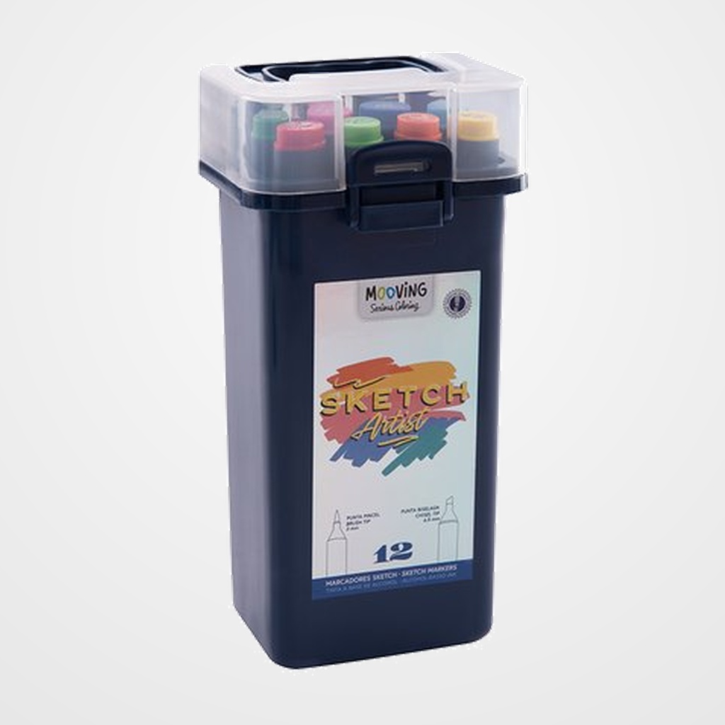 ROTULADOR FIBRA MOOVING SKETCH DOBLE PUNTA ESTUCHE de 12
