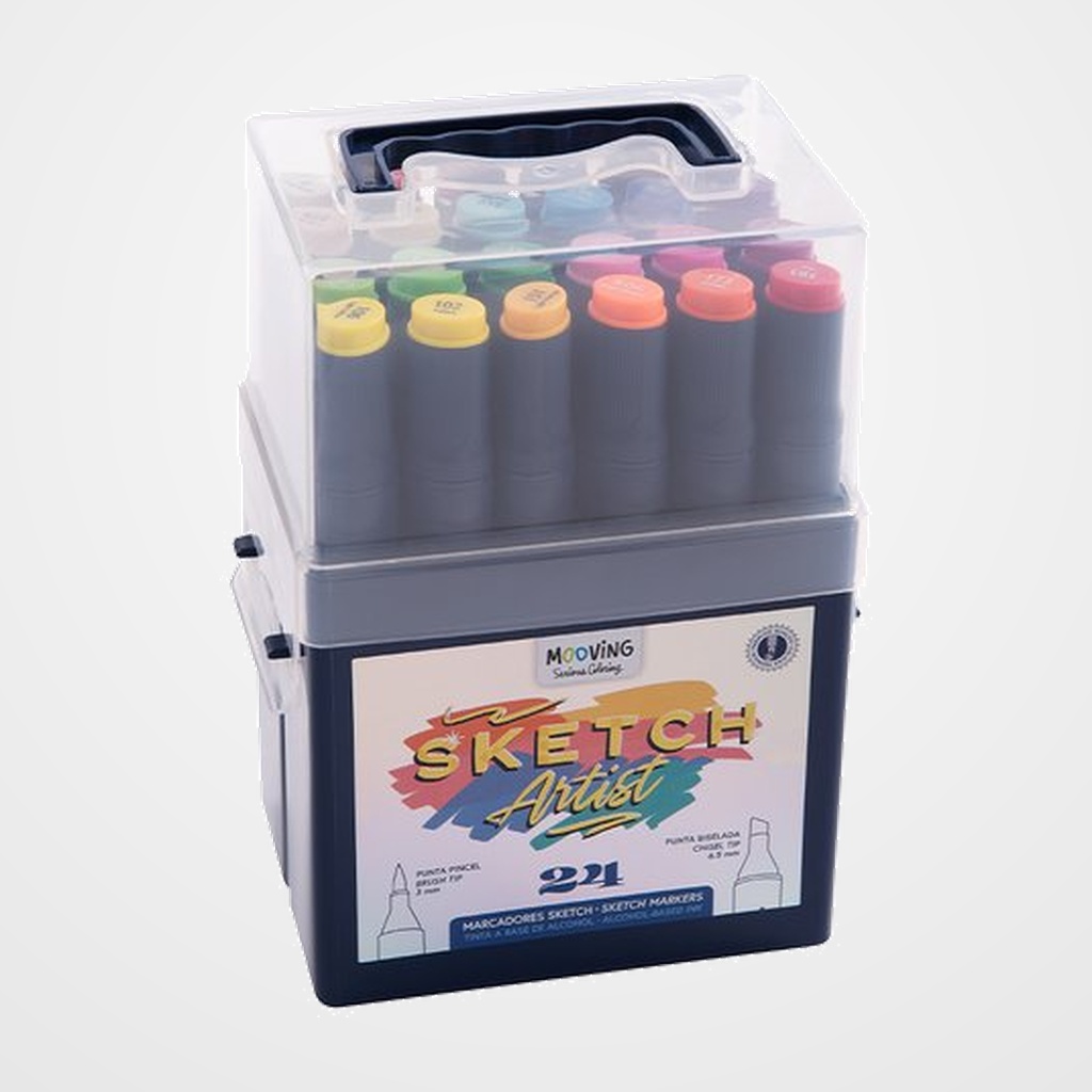ROTULADOR FIBRA MOOVING SKETCH DOBLE PUNTA ESTUCHE de 24