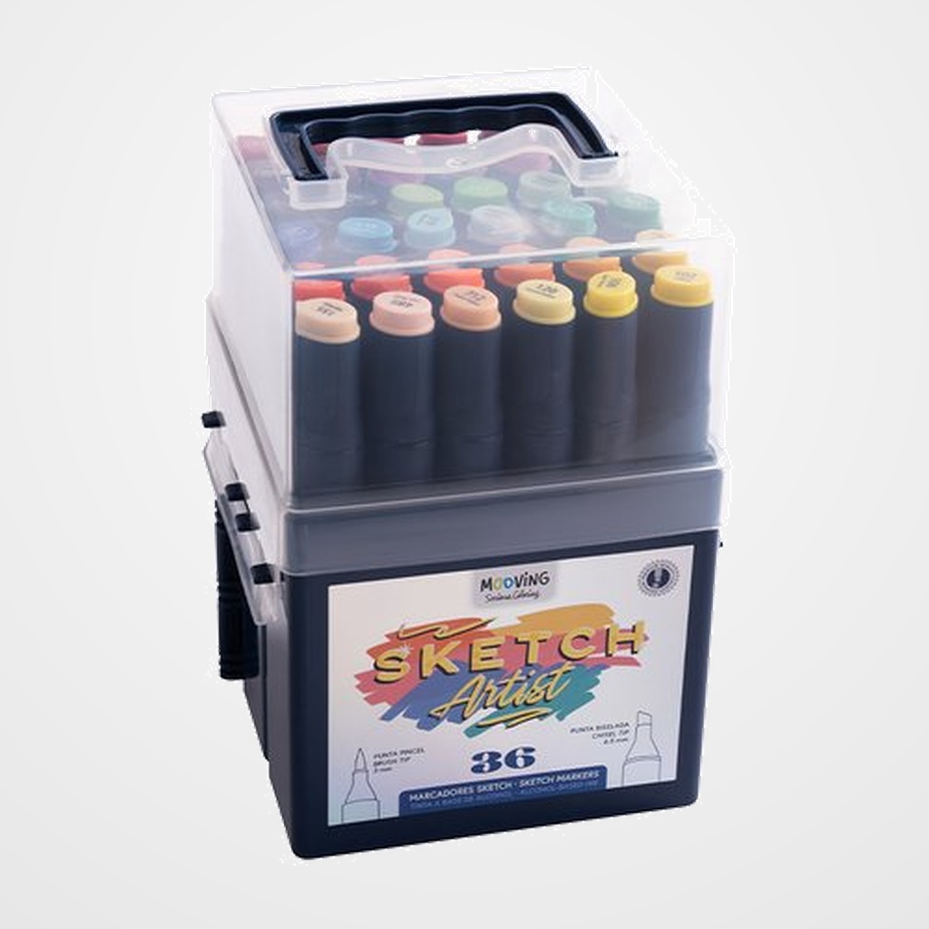 ROTULADOR FIBRA MOOVING SKETCH DOBLE PUNTA ESTUCHE de 36