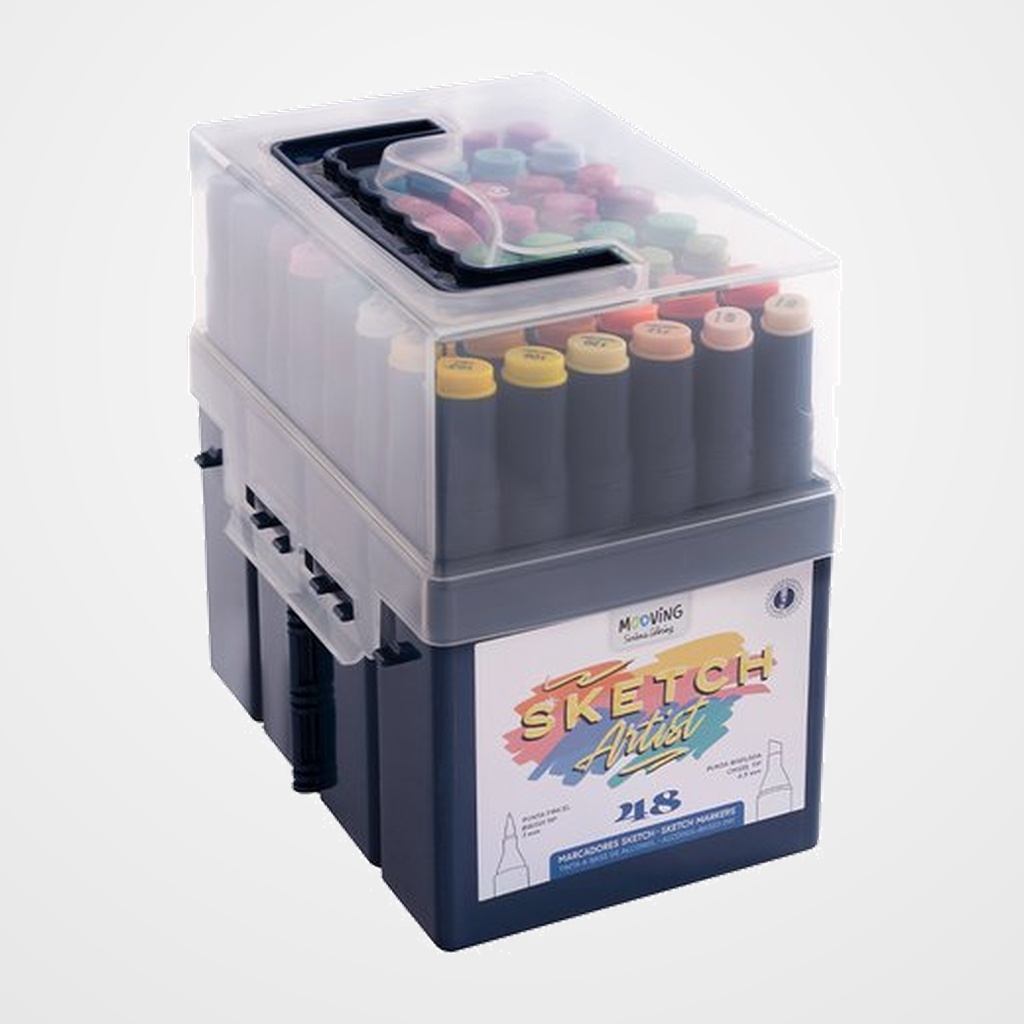 ROTULADOR FIBRA MOOVING SKETCH DOBLE PUNTA ESTUCHE de 48