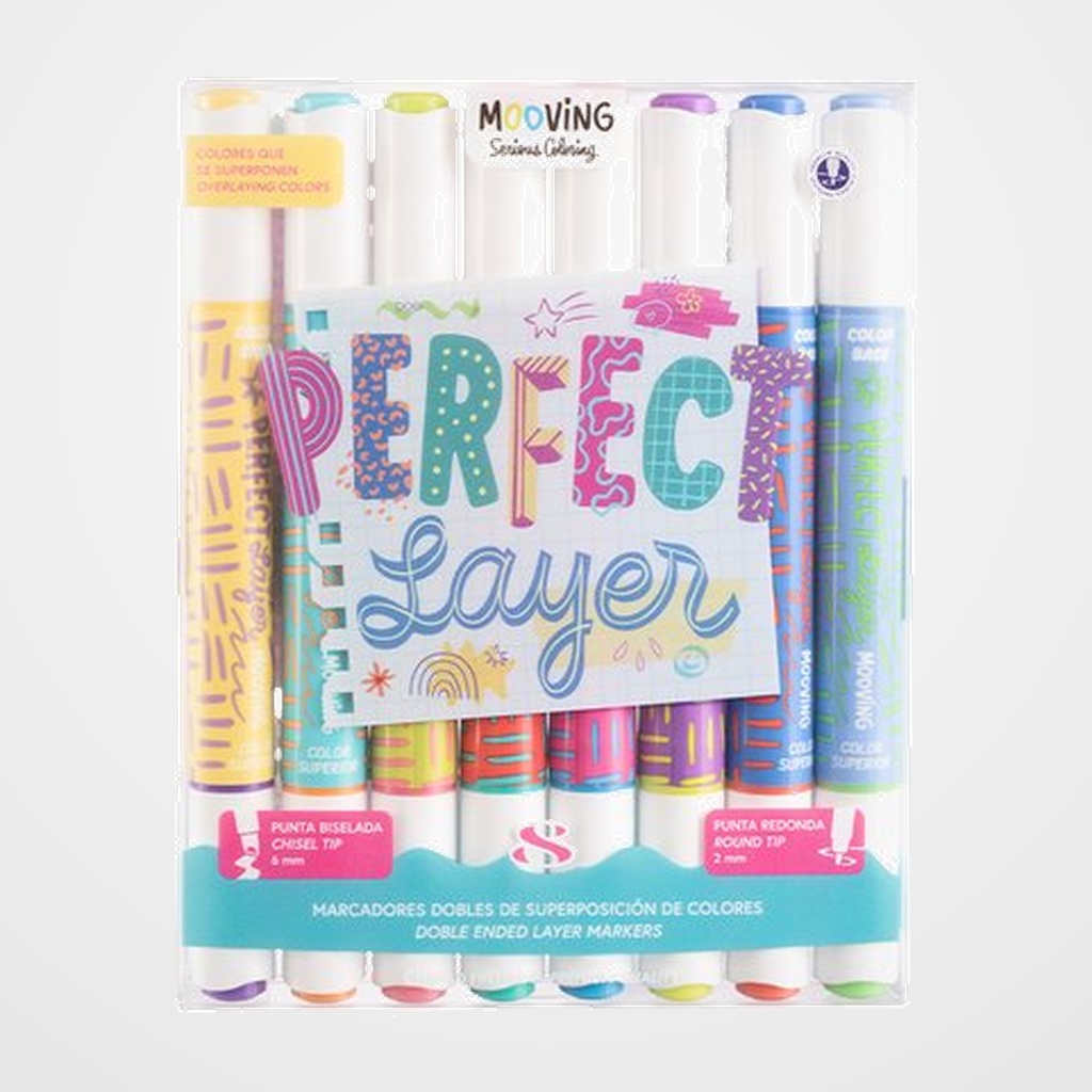 ROTULADOR FIBRA MOOVING SUPERPOSICION MAGIC COLOR ESTUCHE de 8