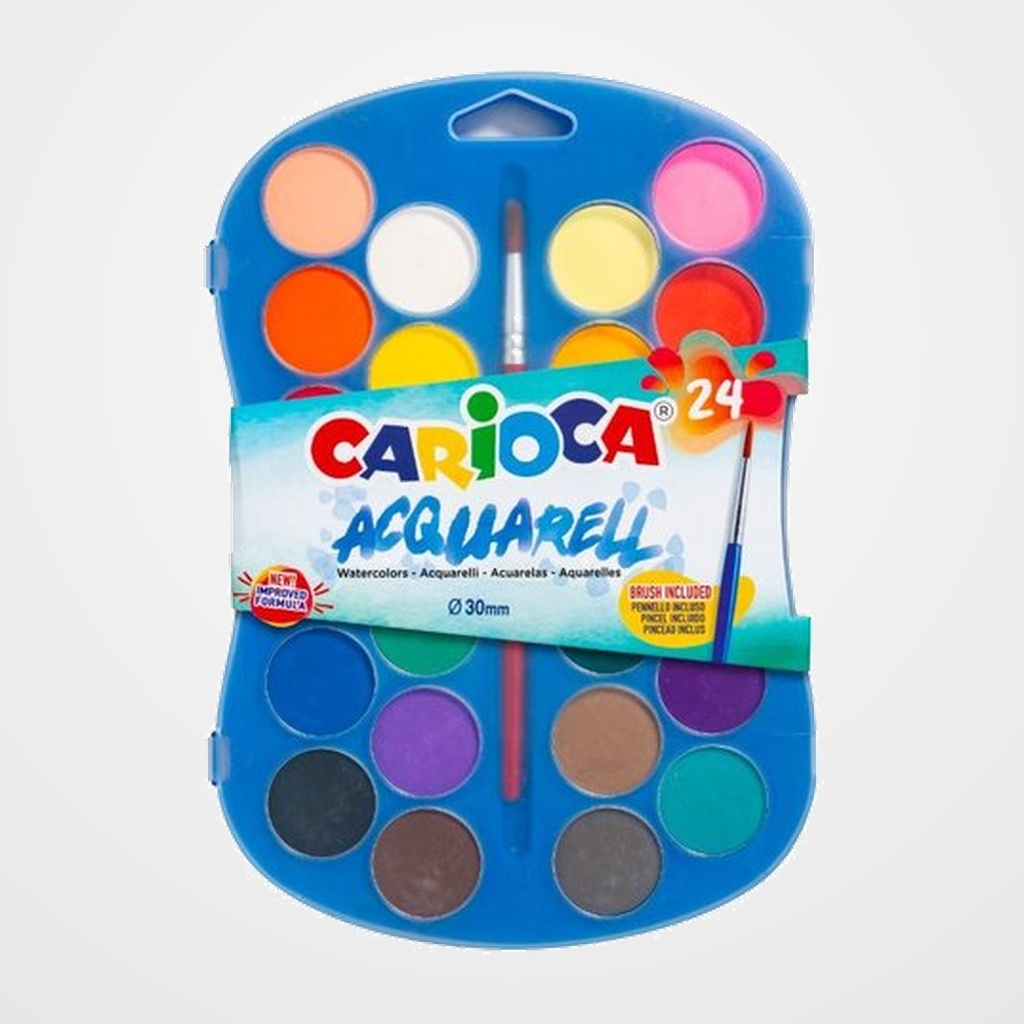 ACUARELAS CARIOCA 30mm + PINCEL ESTUCHE de 24