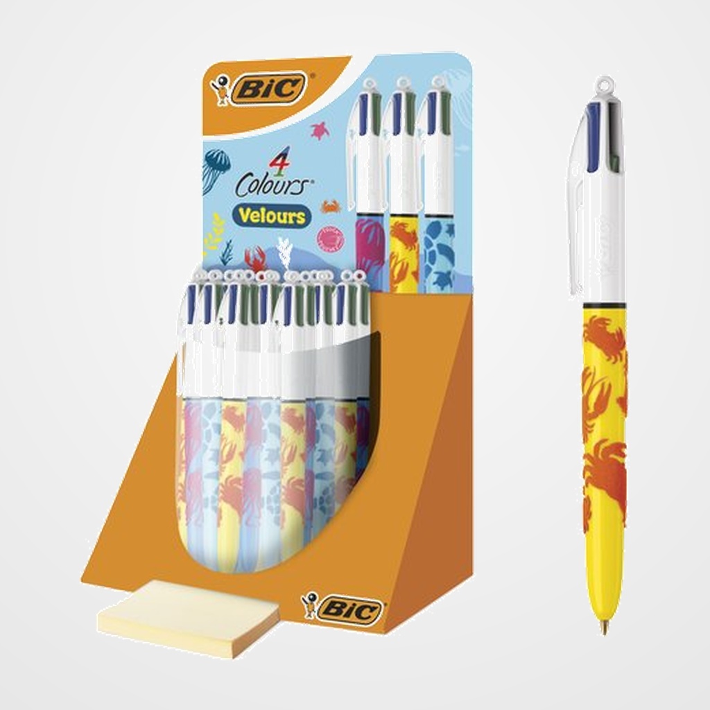 [10101204] BOLIGRAFO de 4 COLORES BIC TERCIOPELO BOTE DE 30