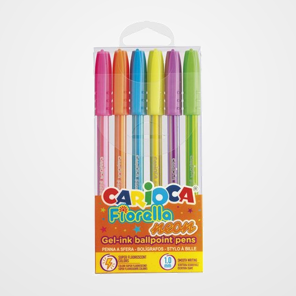 BOLIGRAFO CARIOCA FIORELLA GEL NEON BLISTER de 6