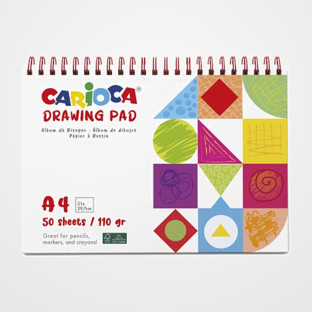 CUADERNO DE DIBUJO CARIOCA CON ESPIRAL GRANO FINO A4 110g 50h