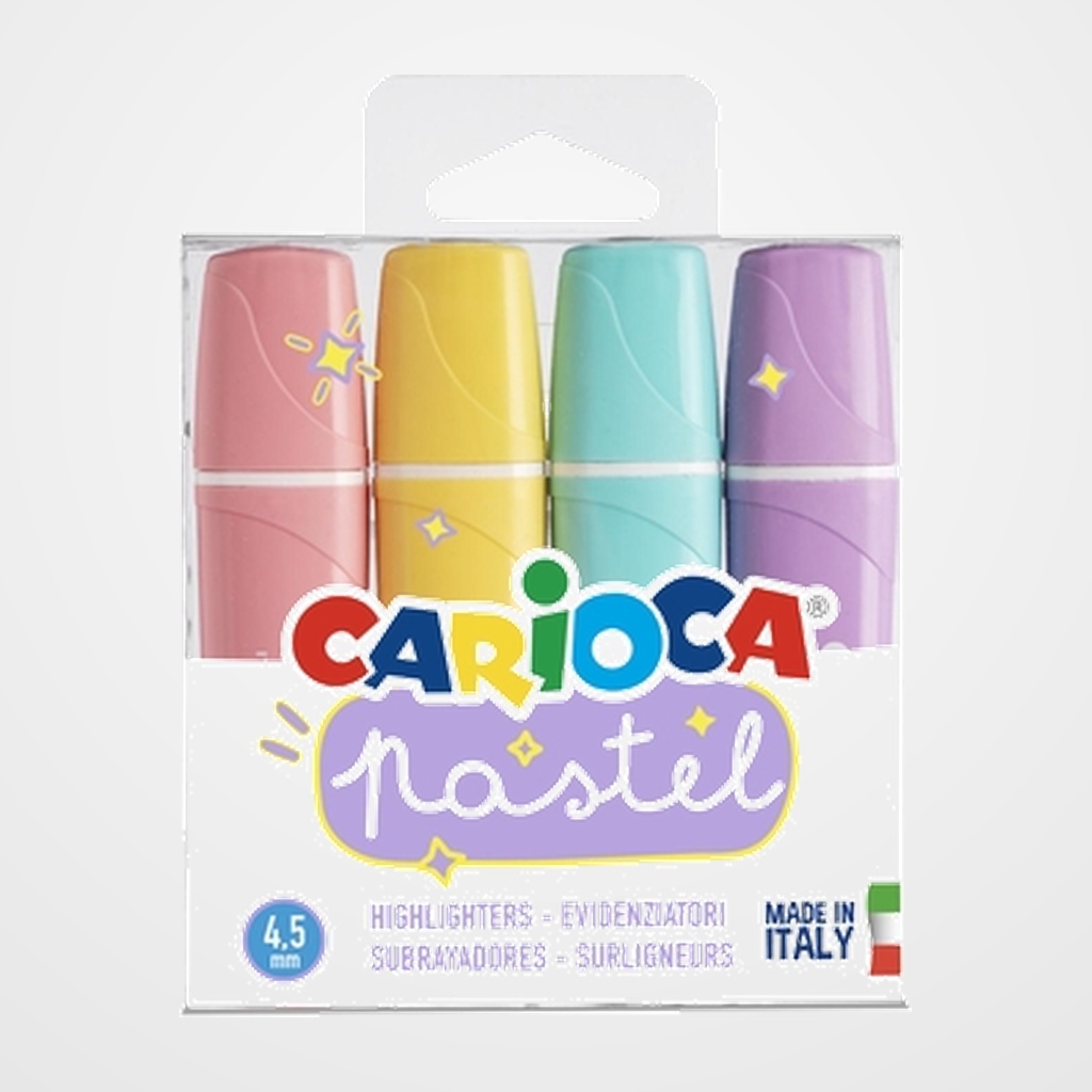 MARCADOR FLUOR CARIOCA MEMOLIGHT PASTEL ESTUCHE de 4