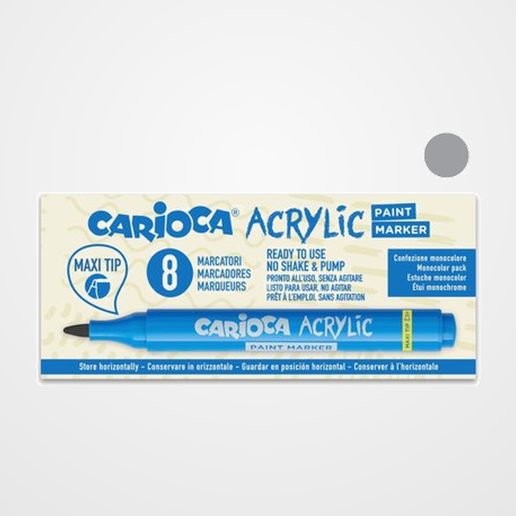 ROTULADOR ACRILICO CARIOCA PAINT MARKER PUNTA MAXI PLATA
