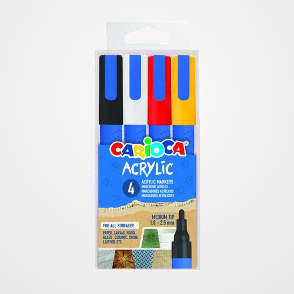 ROTULADOR ACRILICO CARIOCA PAINT MARKER PUNTA MEDIA CAJA de 4