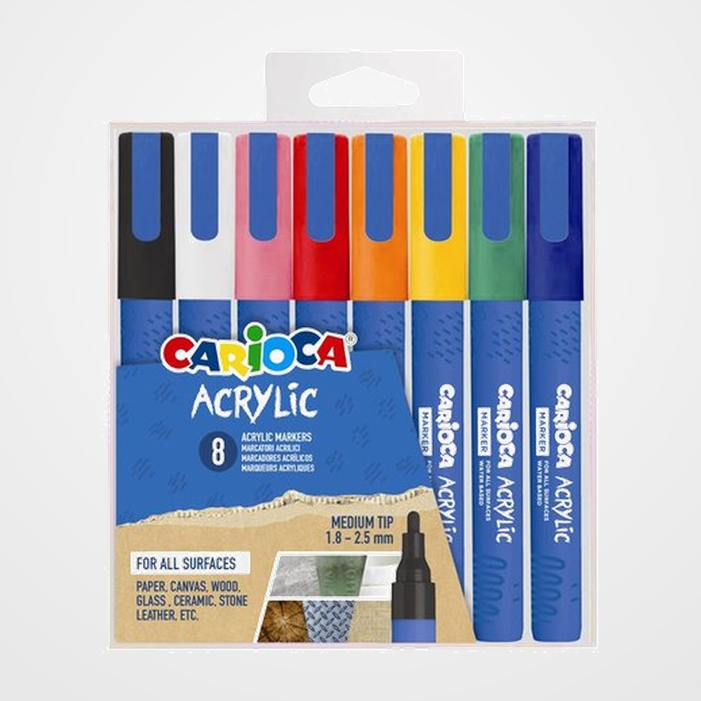 ROTULADOR ACRILICO CARIOCA PAINT MARKER PUNTA MEDIA CAJA de 8