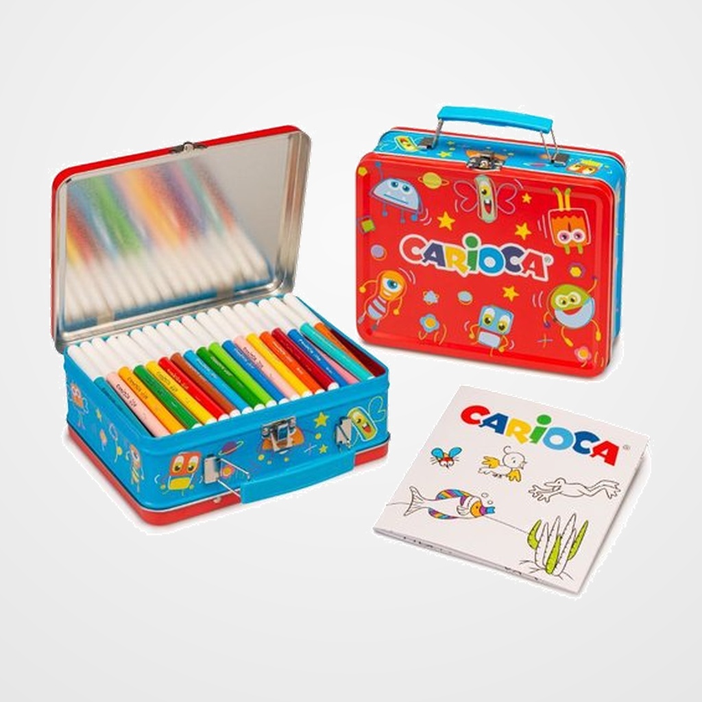 [10205805] ROTULADOR FIBRA CARIOCA COLOR KIT CAJA METALICA de 100 40x ROTULADOR PUNTA MAXI 60x ROTULADOR PUNTA FINA 1x ALBUM COLOREAR