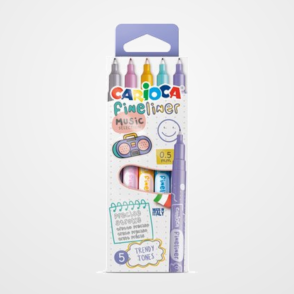 ROTULADOR FIBRA CARIOCA FINELINER (0,5) MUSIC CAJA de 5