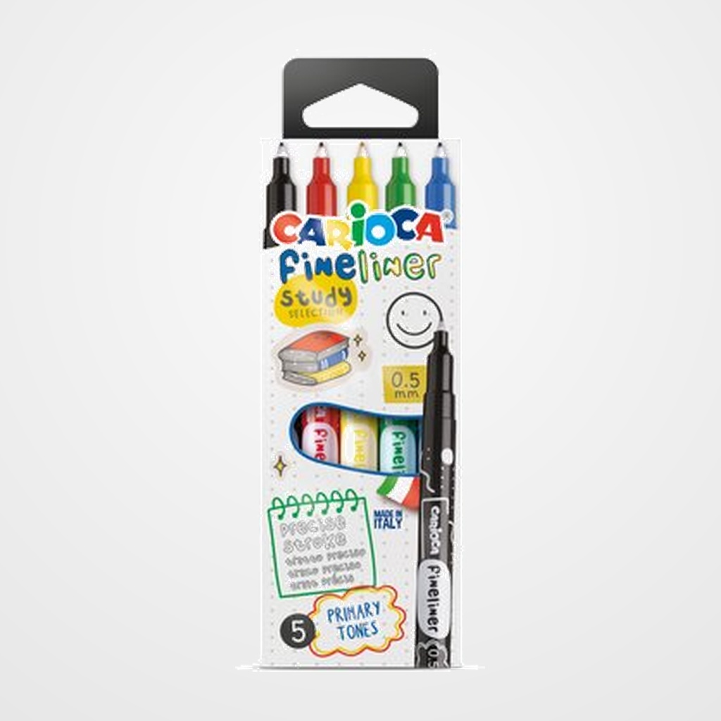 [10206717] ROTULADOR FIBRA CARIOCA FINELINER (0,5) STUDY CAJA de 5