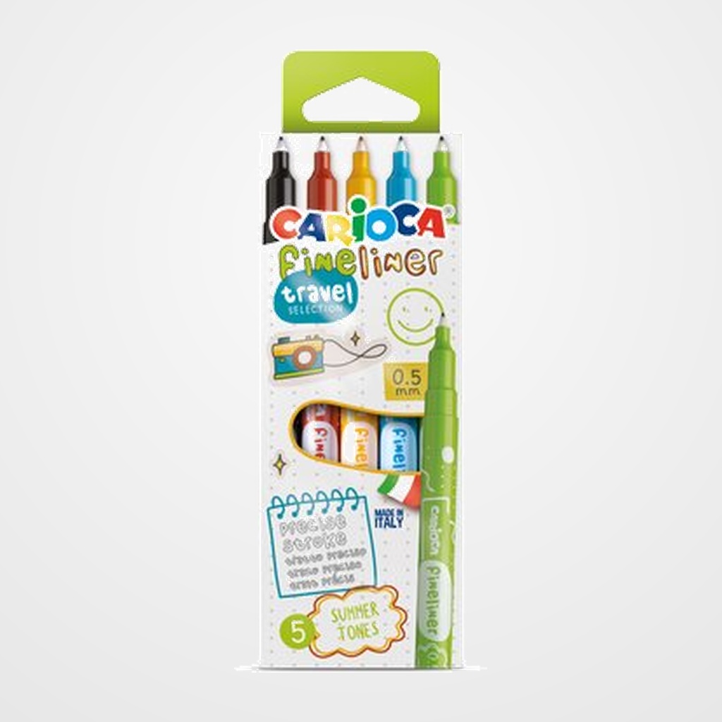 ROTULADOR FIBRA CARIOCA FINELINER (0,5) TRAVEL CAJA de 5